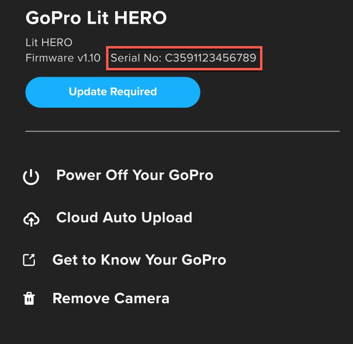 LIT HERO: How To Find Your Camera's Serial Number