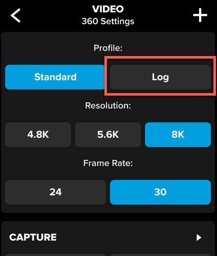MAX2: Perfil de cor Log de 10 bits