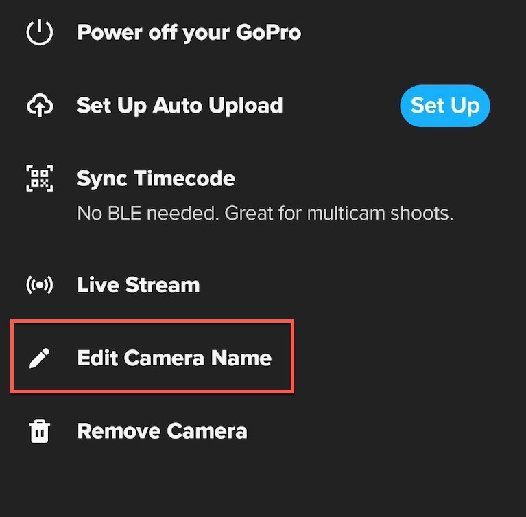 Quik (Mobile): How To Change Camera Name