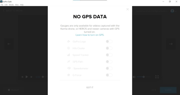 Ræv nødvendig årsag How to get GPS data from a GoPro Hero 11 Black to show up in the GoPro Quik  desktop app?